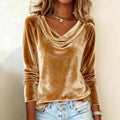 Elegant Velvet Long Sleeve Shirts For Women Fall Spring Solid Color Loose Women Blouses Fashion Pullover Tops Party Clothes