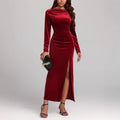 Women's Clothing Slit Formal Dress Pleuche Dress